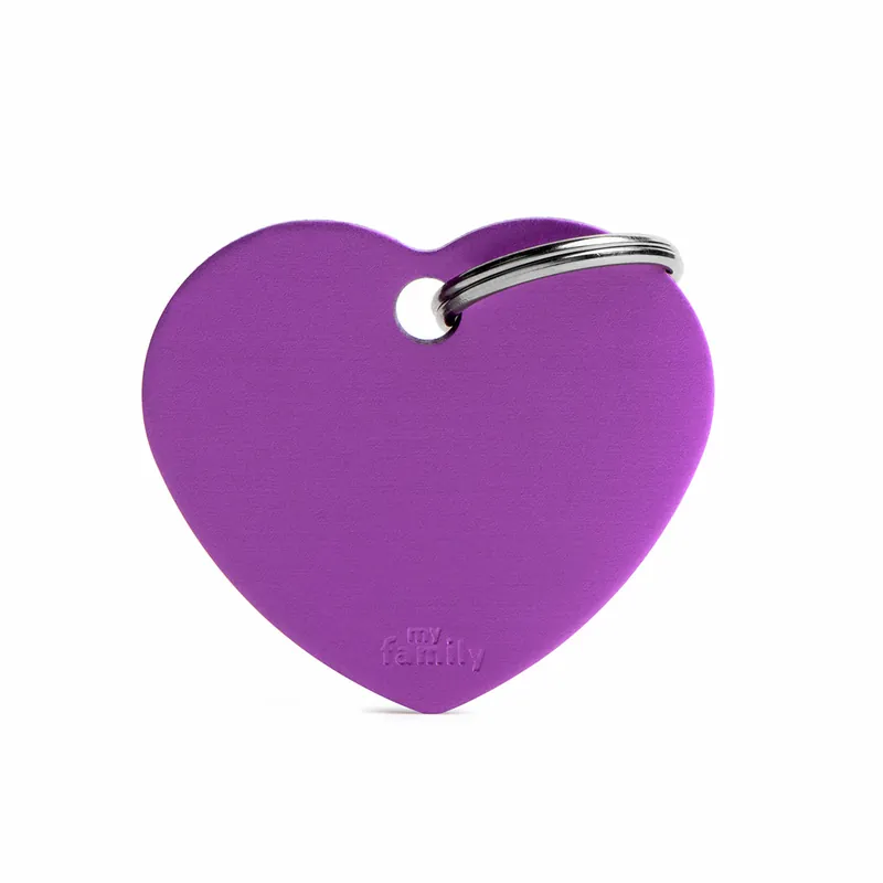 Kracherpreis MY FAMILY Classic Big Heart Aluminum Tag purple Hundemarke